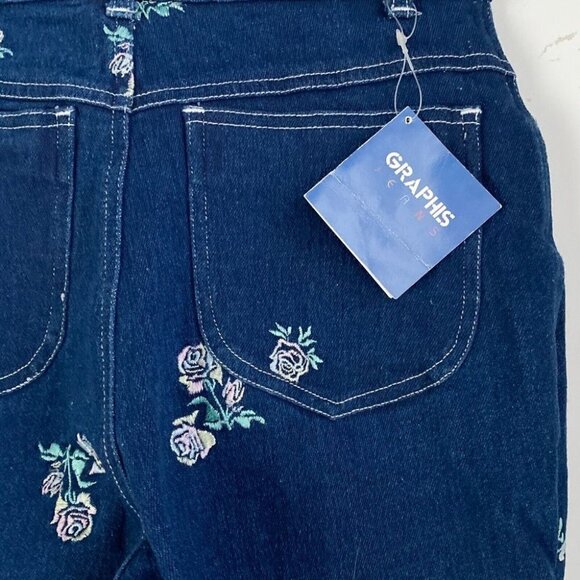NWT Vintage Graphis High Waist Floral Embroidered Skinny Jeans XS - Picture 6 of 10